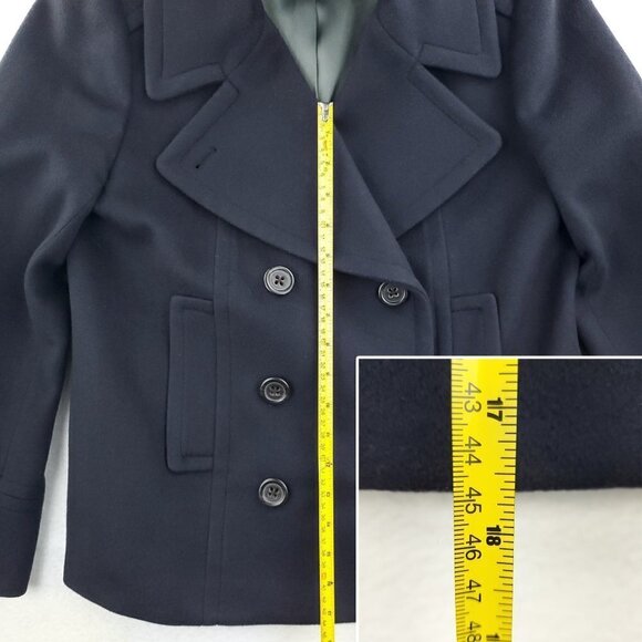 J. Crew 100% Wool Pea Coat Double Breasted 4 Button Navy Women's P8 (Petite 8) - Picture 7 of 16